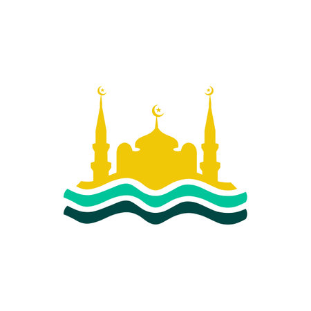 Islamic schoo logo design with icon or symbol of mosque templateのイラスト素材