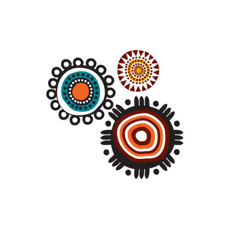 Aboriginal art dots paining icon logo design vector templateのイラスト素材