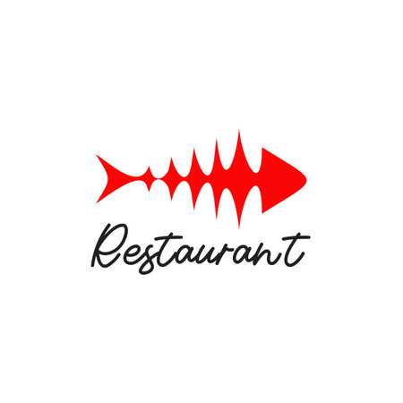 Fish food restaurant logo with fish bone vector symbol designのイラスト素材