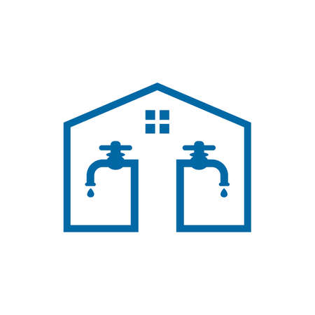 Plumbing service with water faucet icon vector logo designのイラスト素材