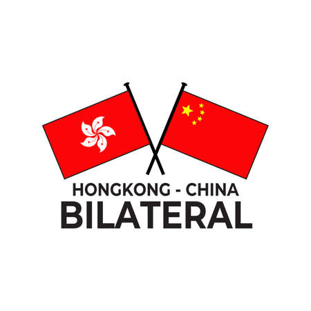 Hongkong China bilateral relation country flag icon logo design vectorのイラスト素材