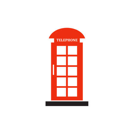 Red London Telephone Box vector logo designのイラスト素材