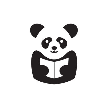Panda read book vector logo design for educationのイラスト素材