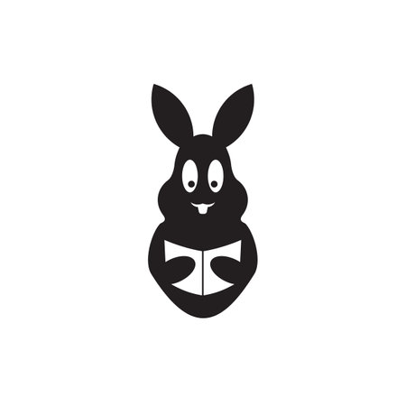 Rabbit read book vector logo design for educationのイラスト素材