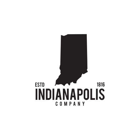 Indianapolis state map outline vector logo designのイラスト素材