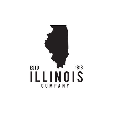 Illinois state map outline vector logo designのイラスト素材