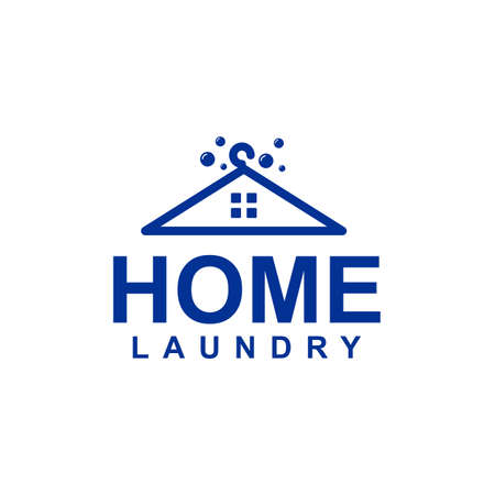 Home laundry logo design incorporated with hanger and rooftop symbolのイラスト素材