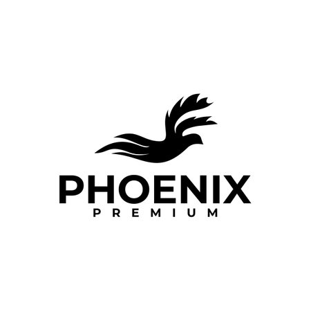 Heraldic flying phoenix bird vector logo designのイラスト素材