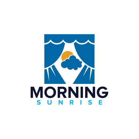 window curtain hotel sunrise view vector logo designのイラスト素材