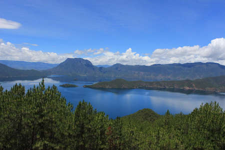 Lugu Lake landscape viewの写真素材