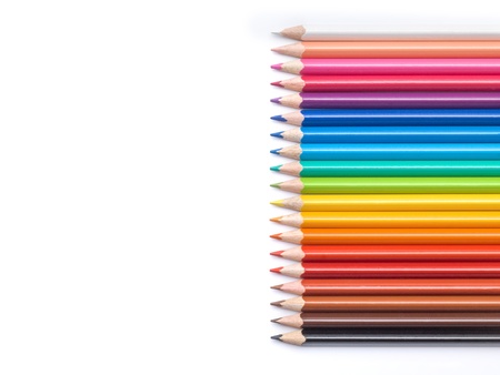 Color pencils composition on white backgroundの写真素材
