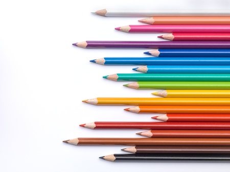 Color pencils composition on white backgroundの写真素材