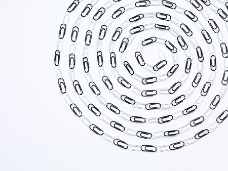 Black and white paper clips composition. Spiral.の写真素材