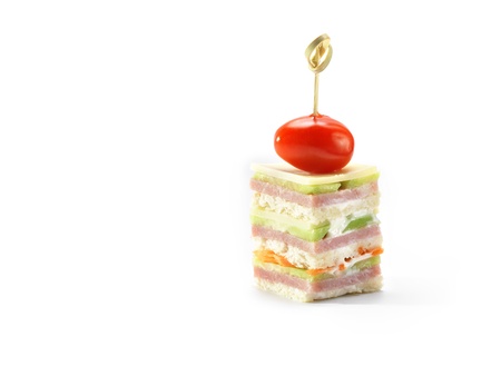 Ham, cheese, carrot and cucumber canape, studio shotの写真素材