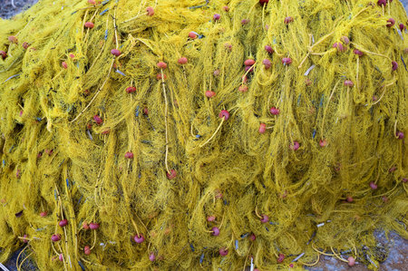 Yellow fishing net, Crete, Greece