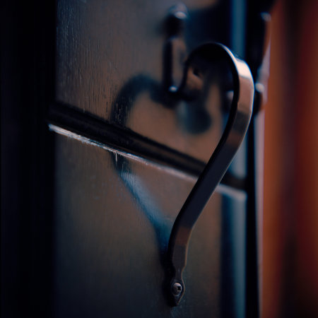 Italy  Venice  Door handle in the shape of heartの写真素材