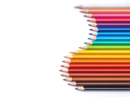 Color pencils composition on white backgroundの写真素材