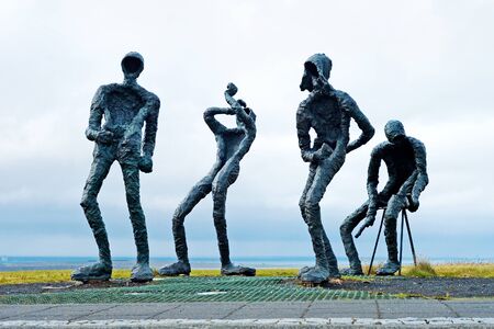 Reykjavik, Iceland - July, 2008: Modern sculpture of four dancing musicians by Torbjorg Palsdottirのeditorial素材