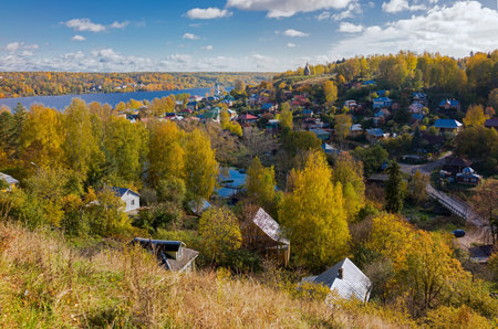 AView of the beautiful scenery in Ples townの写真素材