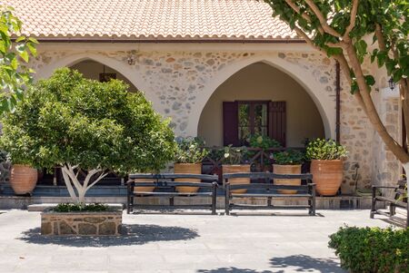 Ancient Monastery Kera Kardiotissa in the mountains of Creteの写真素材