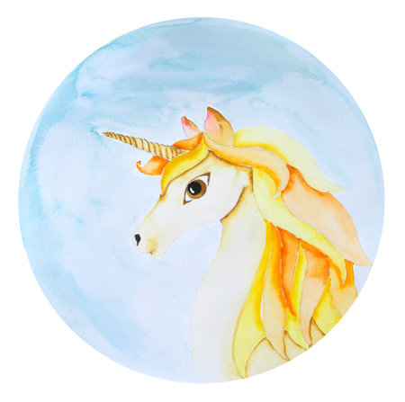Handmade watercolor painting of Unicornの写真素材