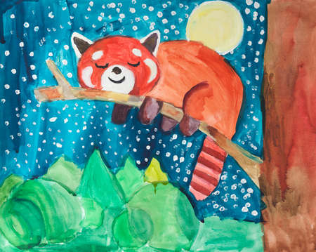 Childrens drawing of Red pandaの写真素材