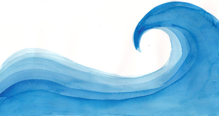 Wave background. A watercolor drawingの写真素材