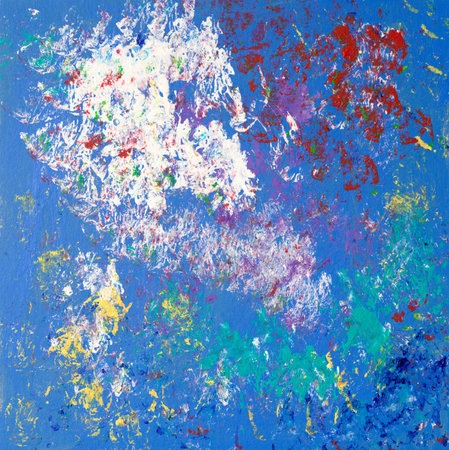 Handmade abstract winter background with acrylic paintの写真素材