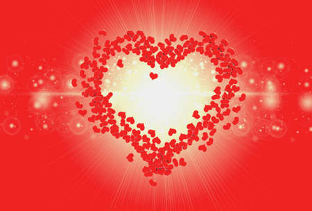 Red heart valentine background blur bokeh effect lightの素材
