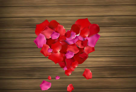 Red pink Roses love heart valentine wood texrure background blur wallpaperの素材
