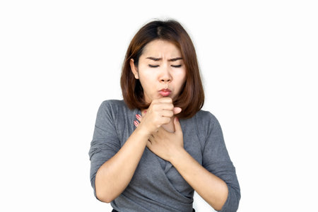 unwell Asian woman vomiting ,morning sickness