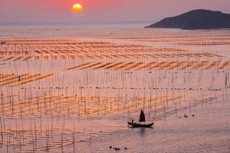 Sunrise scenery at beach of Xiapu, Fujianの写真素材