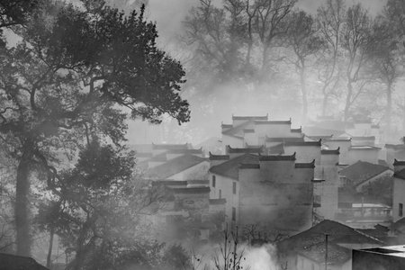 Wuyuan Cheng village early in the morningの写真素材