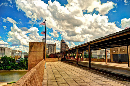 Downtown Memphis from Mud Island River Parkの写真素材