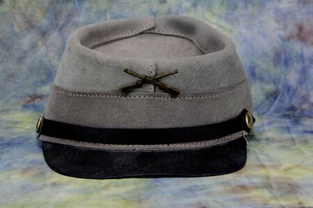 confederate hat on a textured back groundの写真素材