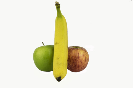 two apples with an banana.の写真素材