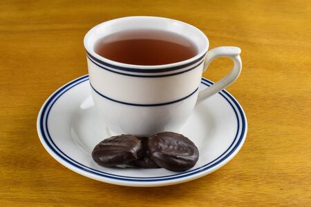green tea and chocolate mintsの写真素材
