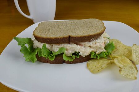 tuna on wheat breadの写真素材