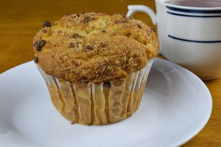 coffee cake muffin on a plateの写真素材
