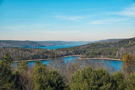 a view of the quabbin reservoir  from the enfield look out in ware massachusettsの写真素材