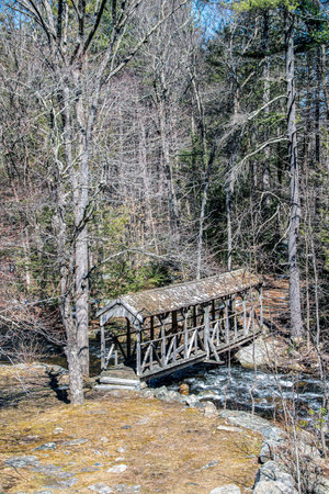 covered bridge at willard brook state forest in ashby massachusettsの写真素材