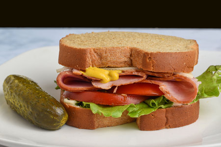 ham sandswich with tomato lettuc  and cheeseの写真素材
