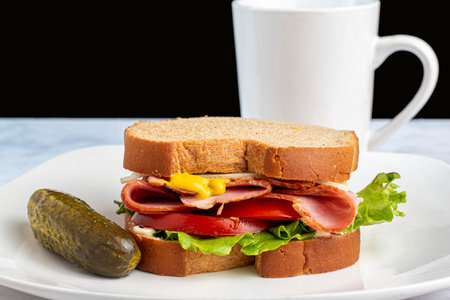 ham sandswich with tomato lettuc  and cheeseの写真素材