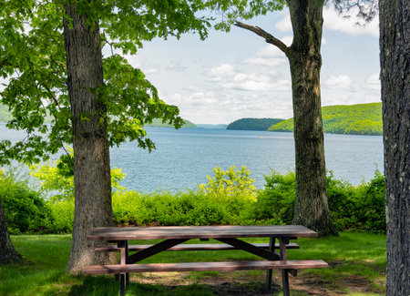quabbin reservoir located in wae massachusetts seen  from a picnic area .の写真素材