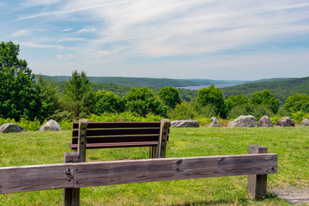 view of the quabbin reservoir from the enfield look out located in ware massachusettsの写真素材