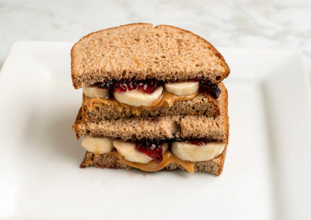 banana sandwich with peanut butter and jelly