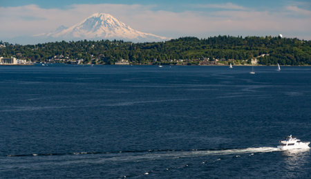 Mount Ranier from Puget Sound on a sunny July day.