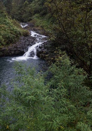 Rocky Waterfall Along the Hana Highwayの写真素材
