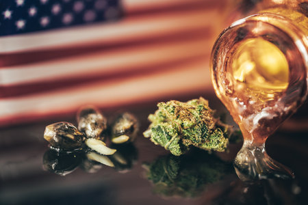 Macro Seeds and macro flowers of Weed, Cannabis.の写真素材