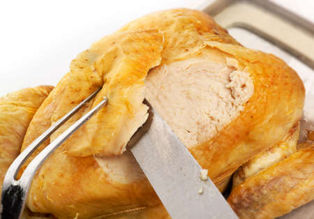Carving Roast Chickenの写真素材